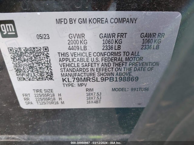 Chevrolet Trailblazer Awd Lt 2023 KL79MRSL9PB198869 Image 9