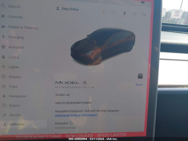 5YJ3E1EA0MF074662 Tesla Model 3 Standard Range Plus Rear-wheel Drive