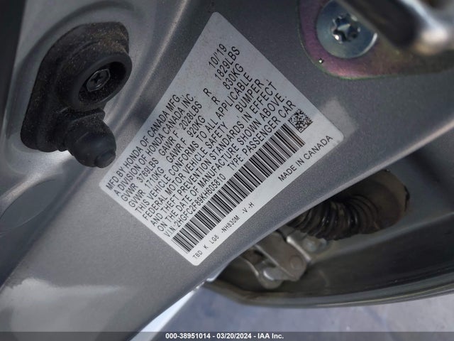 Honda Civic Sport 2019 2HGFC2F89KH605810 Image 9