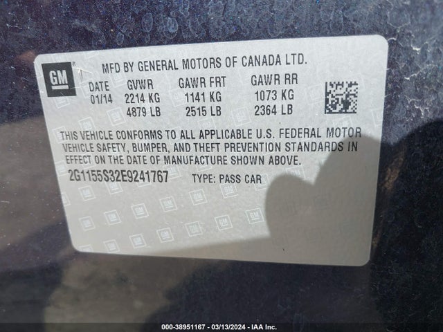 Chevrolet IMPALA 2LZ 2014 2G1155S32E9241767 Image 9