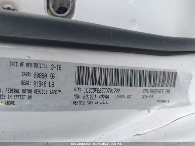 1C3CDFEB5GD701722 Dodge DART GT