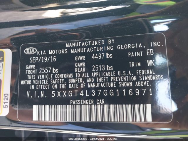5XXGT4L37GG116971 KIA Optima Lx
