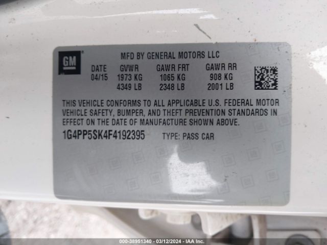 1G4PP5SK4F4192395 Buick Verano