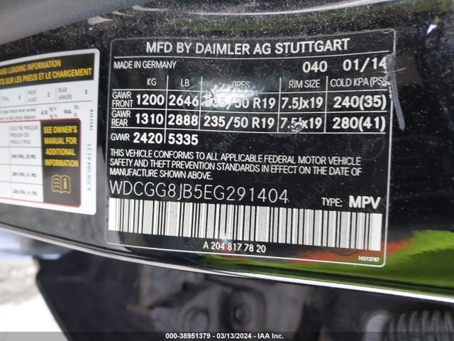 WDCGG8JB5EG291404 Mercedes-Benz Glk 350 4matic