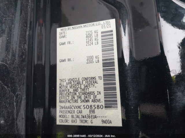 Nissan Maxima 2021 1N4AA6CVXMC508580 Image 21