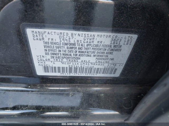Nissan SENTRA S 2017 3N1AB7AP6HY325064 Image 9