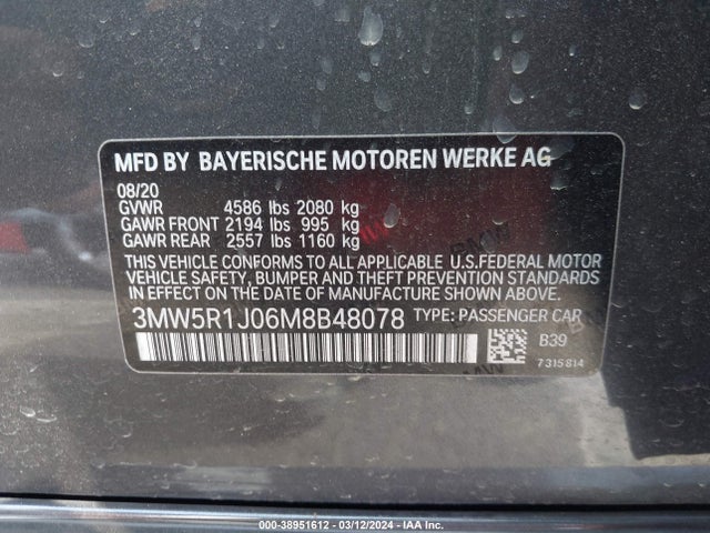 BMW 330I 2021 3MW5R1J06M8B48078 Image 9