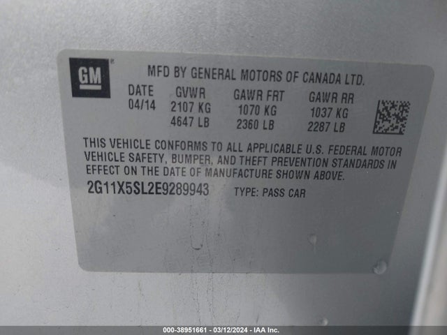 Chevrolet Impala 1fl 2014 2G11X5SL2E9289943 Image 9