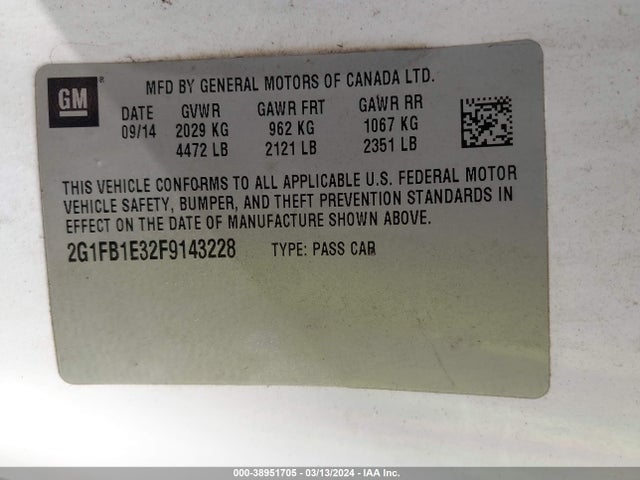 Chevrolet Camaro 2ls 2015 2G1FB1E32F9143228 Image 9