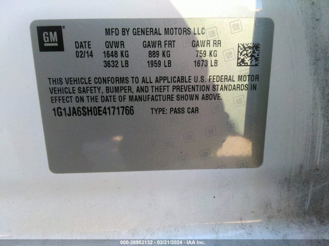 Chevrolet Sonic Ls Auto 2014 1G1JA6SH0E4171766 Image 9