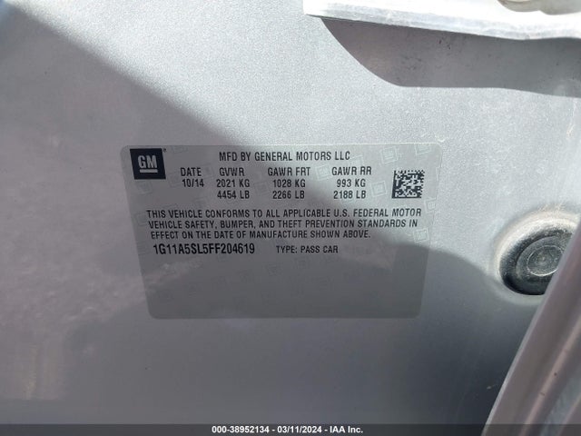 Chevrolet Malibu 1fl 2015 1G11A5SL5FF204619 Image 9