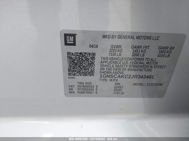Chevrolet Tahoe Ls 2018 1GNSCAKC2JR343491 Image 9