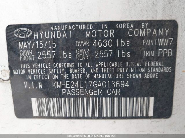 KMHE24L17GA013694 Hyundai Sonata Hybrid Se