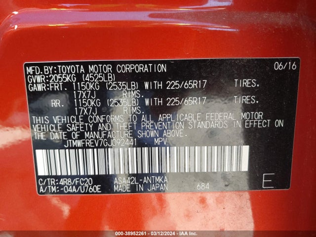 Toyota Rav4 Xle 2016 JTMWFREV7GJ092441 Image 9