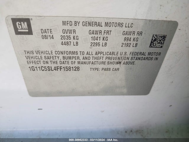 Chevrolet MALIBU 1LT 2015 1G11C5SL4FF158128 Image 9