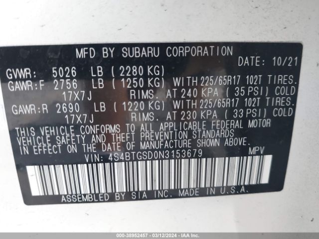 4S4BTGSD0N3153679 Subaru Outback Wilderness