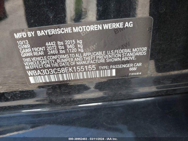 BMW 328D 2014 WBA3D3C58EK155155 Image 9