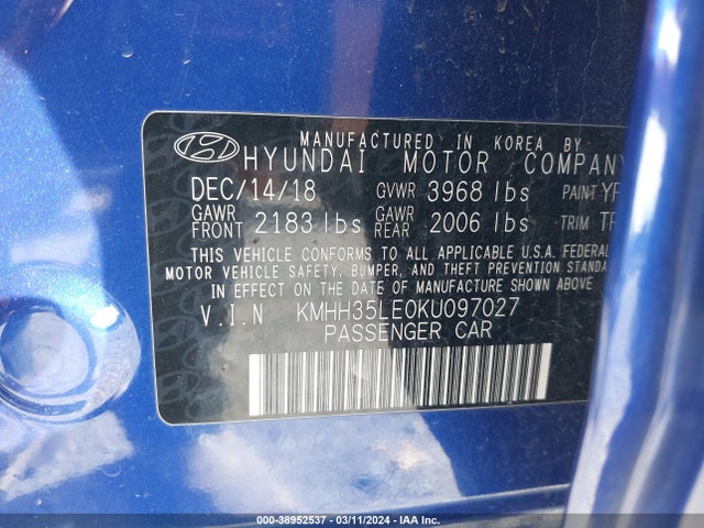 Hyundai ELANTRA GT 2019 KMHH35LE0KU097027 Image 9