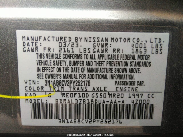 Nissan Sentra Sv Xtronic Cvt 2023 3N1AB8CV2PY252176 Image 9