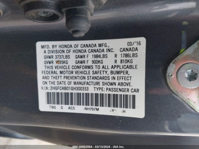 2HGFC4B01GH300353 Honda Civic Lx-p