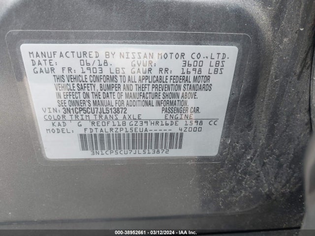 Nissan KICKS S 2018 3N1CP5CU7JL513872 Image 9