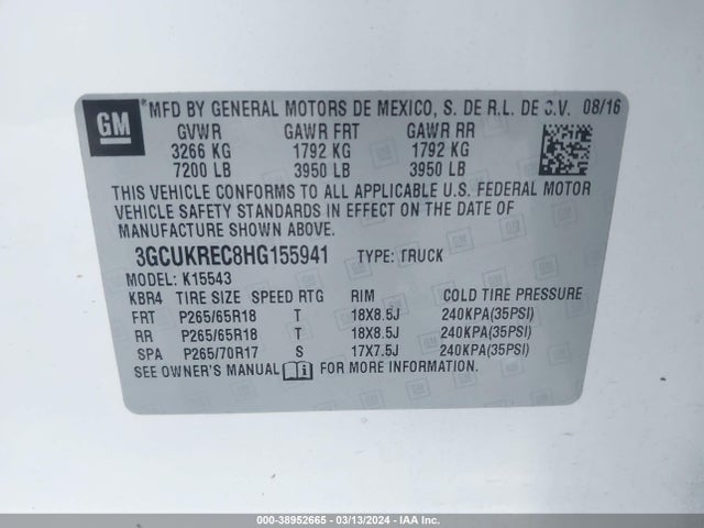 Chevrolet Silverado 1500 2lt 2017 3GCUKREC8HG155941 Image 9