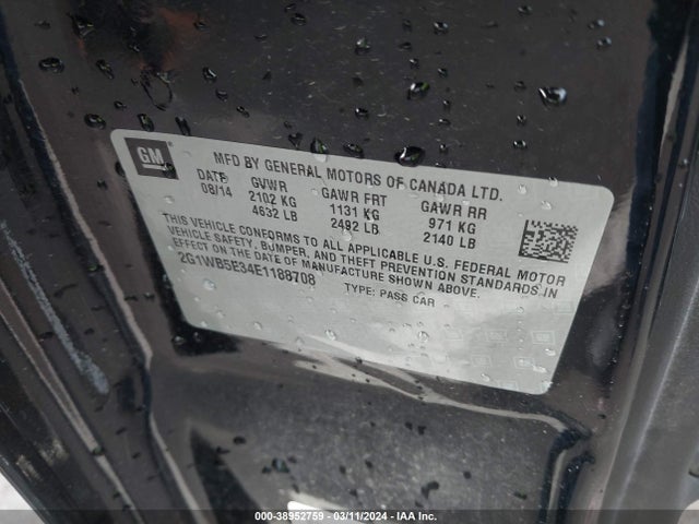 Chevrolet Impala Limited Lt 2014 2G1WB5E34E1188708 Image 9