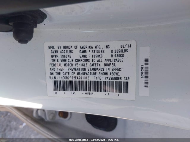 Honda Accord Sport 2014 1HGCR2F52EA261313 Image 9