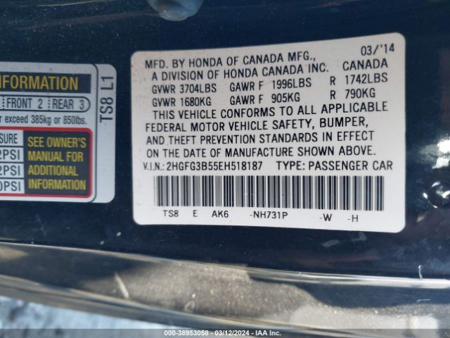2HGFG3B55EH518187 Honda Civic Lx