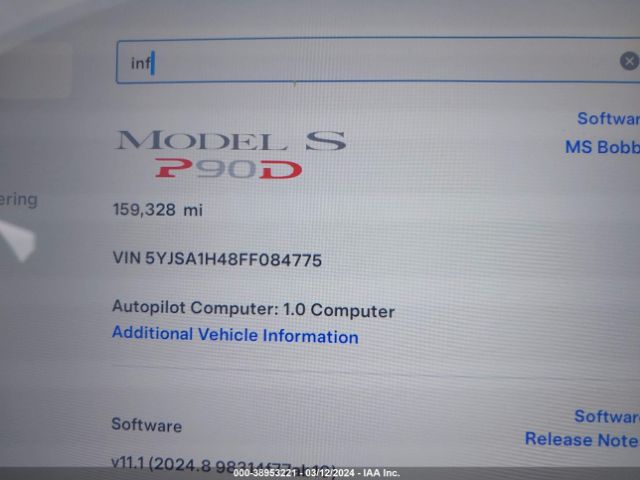 5YJSA1H48FF084775 Tesla Model S 85d/p85d