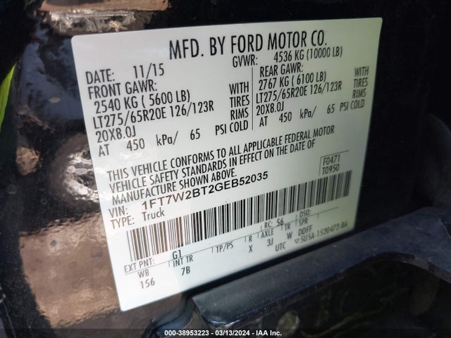 Ford F-250 Lariat 2016 1FT7W2BT2GEB52035 Image 9