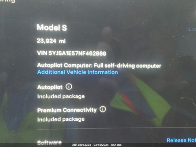 5YJSA1E57NF462869 Tesla Model S Dual Motor All-wheel Drive