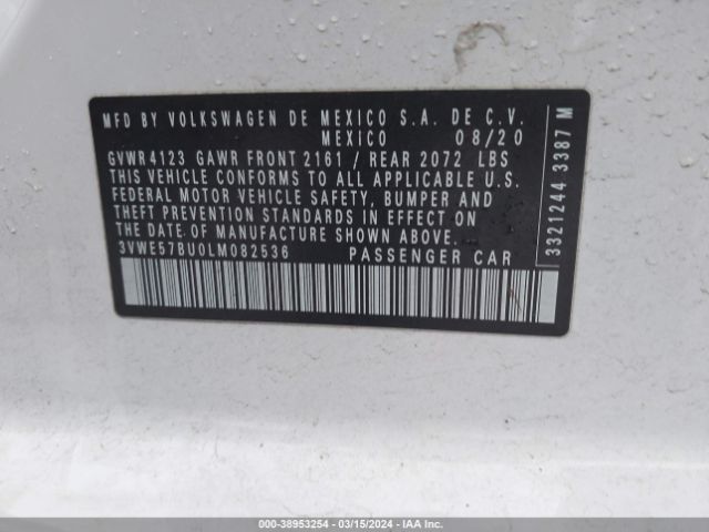 3VWE57BU0LM082536 Volkswagen Jetta 1.4t Sel