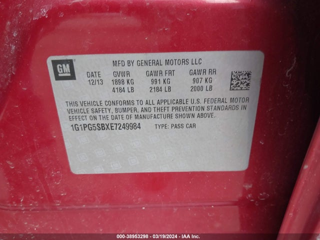 Chevrolet CRUZE LTZ 2014 1G1PG5SBXE7249984 Image 9