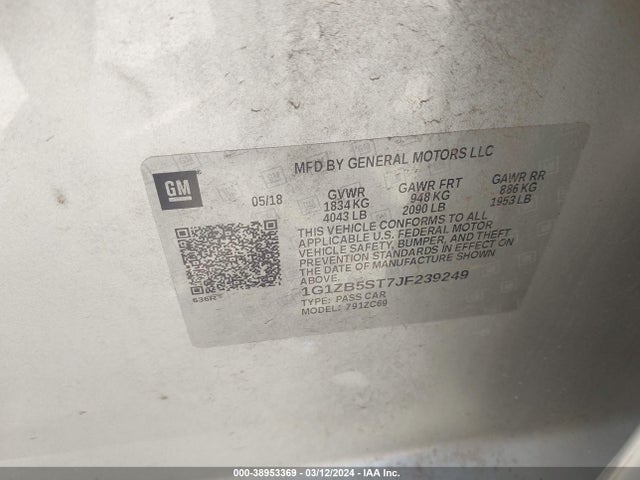 Chevrolet Malibu 1ls 2018 1G1ZB5ST7JF239249 Image 9