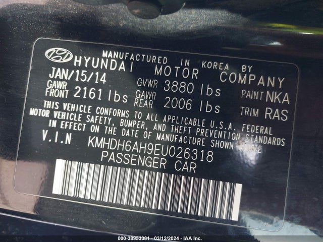 Hyundai Elantra 2014 KMHDH6AH9EU026318 Image 9