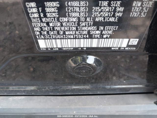 3CZRU6H32NM759244 Honda Hr-v Awd Lx