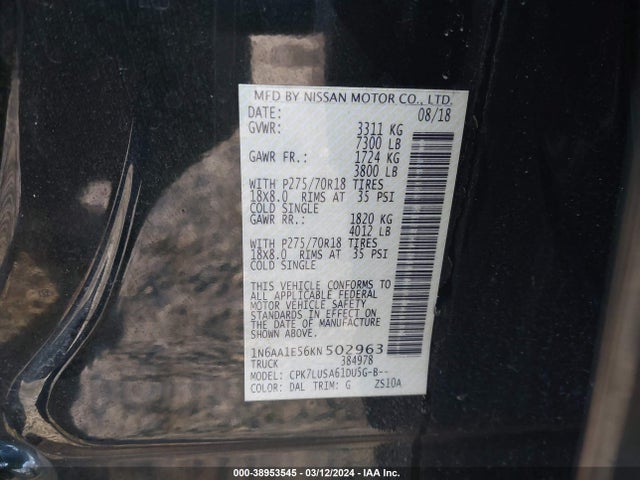 Nissan Titan Pro-4x 2019 1N6AA1E56KN502963 Image 9