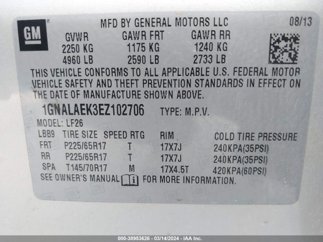 Chevrolet EQUINOX LS 2014 1GNALAEK3EZ102706 Image 9