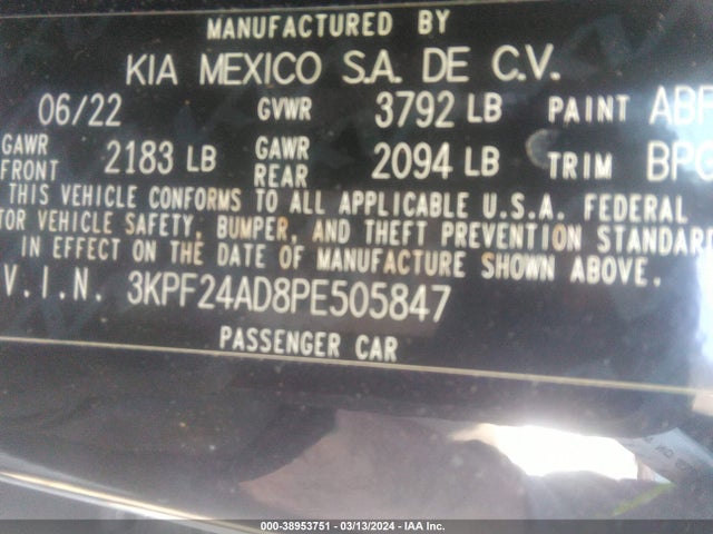 KIA Forte Lxs 2023 3KPF24AD8PE505847 Image 9