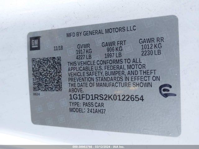 Chevrolet Camaro 2lt 2019 1G1FD1RS2K0122654 Image 9