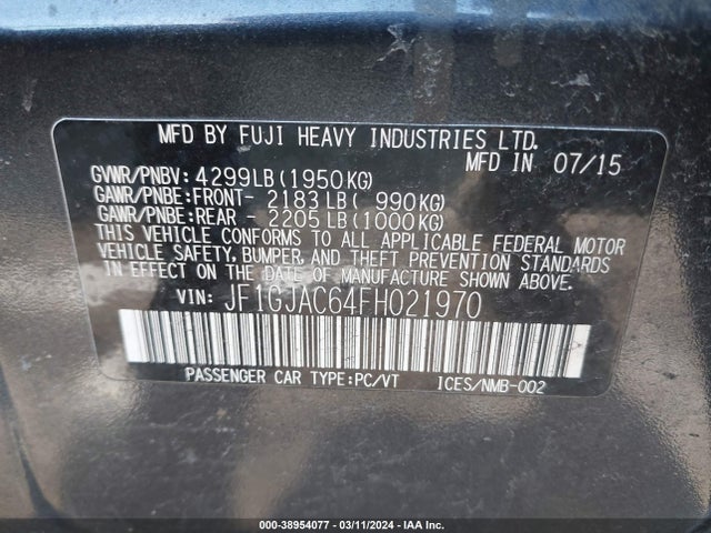 Subaru Impreza 2.0i Premium 2015 JF1GJAC64FH021970 Image 9