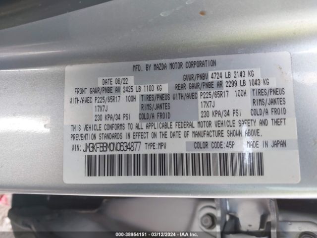 JM3KFBBM0N0634877 Mazda Cx-5 2.5 S Select