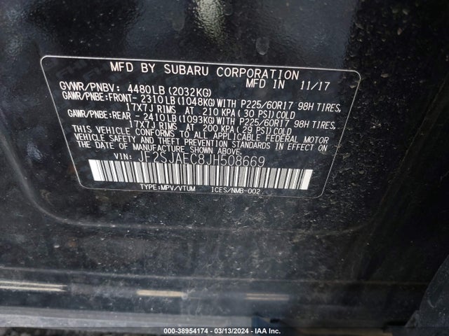 Subaru Forester 2.5i Premium 2018 JF2SJAEC8JH508669 Image 9