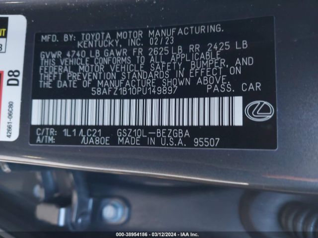 58AFZ1B10PU149897 Lexus Es 350 Ultra Luxury