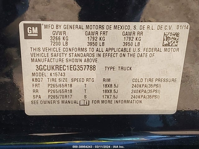 Chevrolet Silverado 1500 2lt 2014 3GCUKREC1EG357788 Image 9