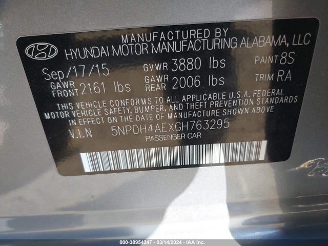 Hyundai ELANTRA SE 2016 5NPDH4AEXGH763295 Image 9