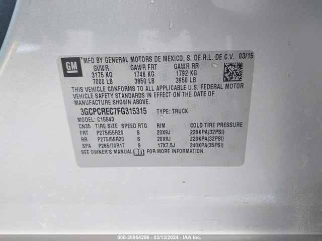 Chevrolet Silverado 1500 1lt 2015 3GCPCREC7FG315315 Image 9