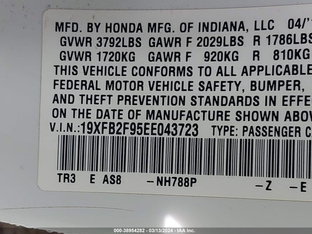 Honda Civic Ex-l 2014 19XFB2F95EE043723 Image 9