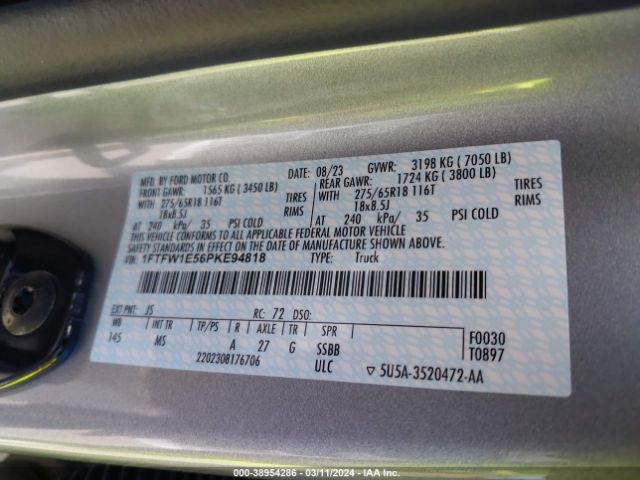 1FTFW1E56PKE94818 Ford F-150 Xlt